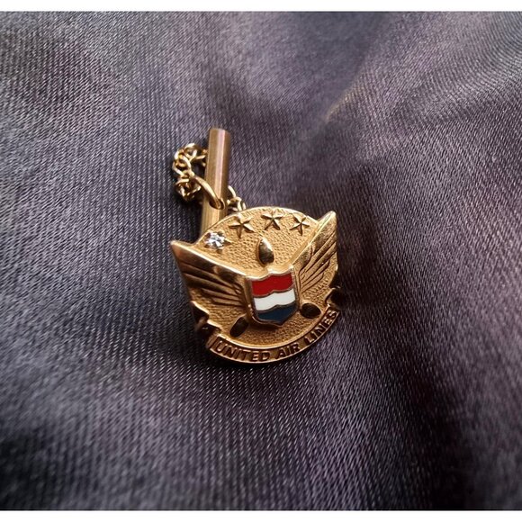 Vintage United Airlines 1/10 10K Gold  Lapel Tie Tack Pin - Picture 5 of 5